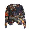 Ladies Fashion Casual Long Sleeve Halloween Printed Round Neck Hoodie Top