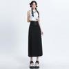 Юбка-миди с высокой талией для женщин, осенняя повседневная плиссированная длинная юбка трапециевидной формы, серая, черная, модная одежда в корейском стиле, женская Y2k