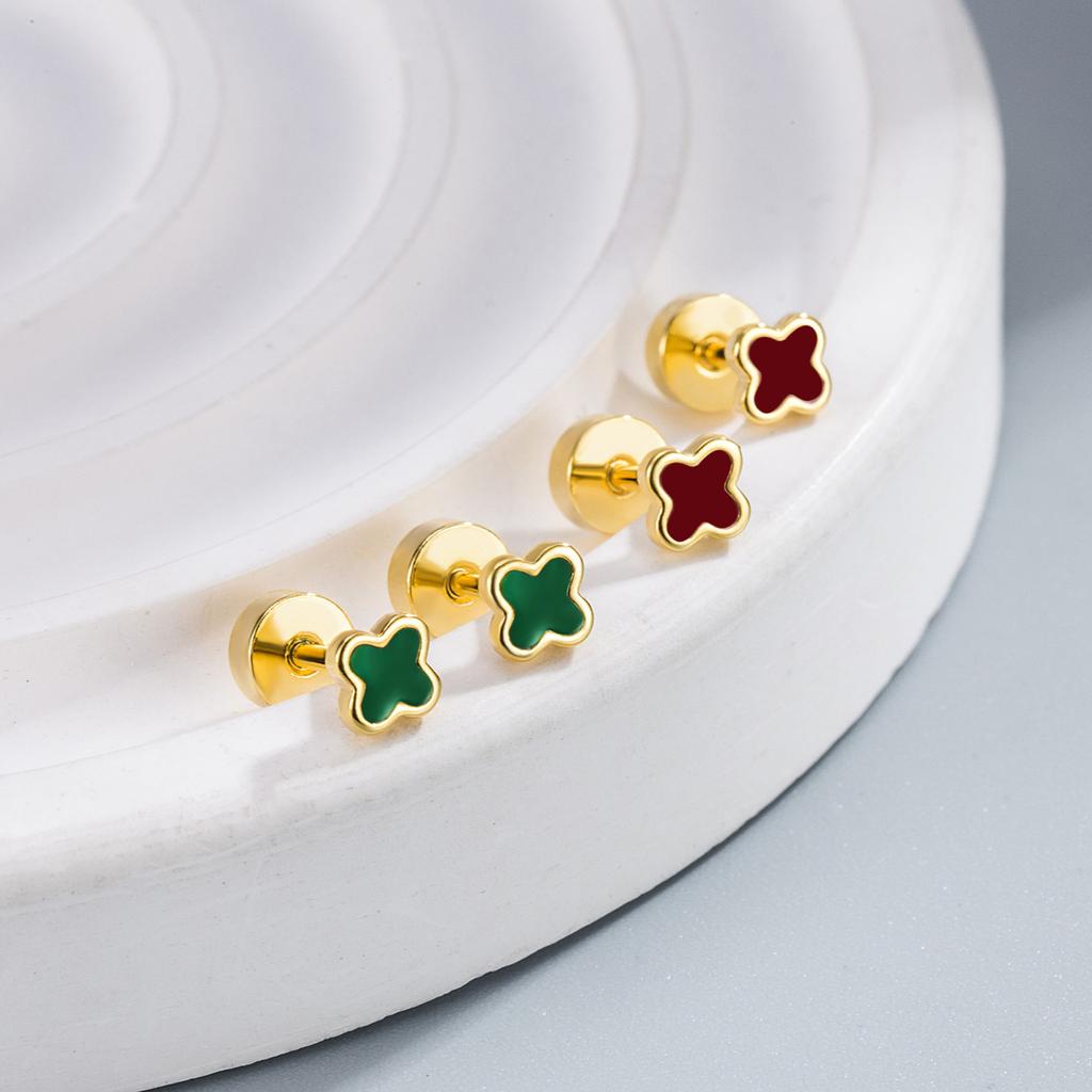 Высококлассное чувство моды Серьги с четырьмя листочками клевера Серьги Fine Tide Screw Cap Серьги для женщин