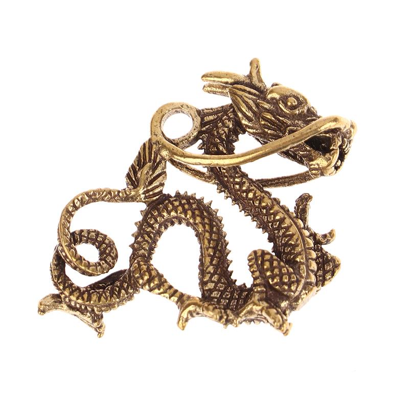 1Pc Retro Brass Dragon Figurine Decor Wealth Prosperity Chinese Style Ornament Dragon Luck Animal Fengshui Vintage Decors