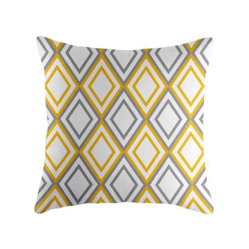 Yellow Geometric Theme Throw Pillow Covers With Digital Printing Of Short Plush Fabric Car-Shaped Sofa Cushion Office Home Decor
