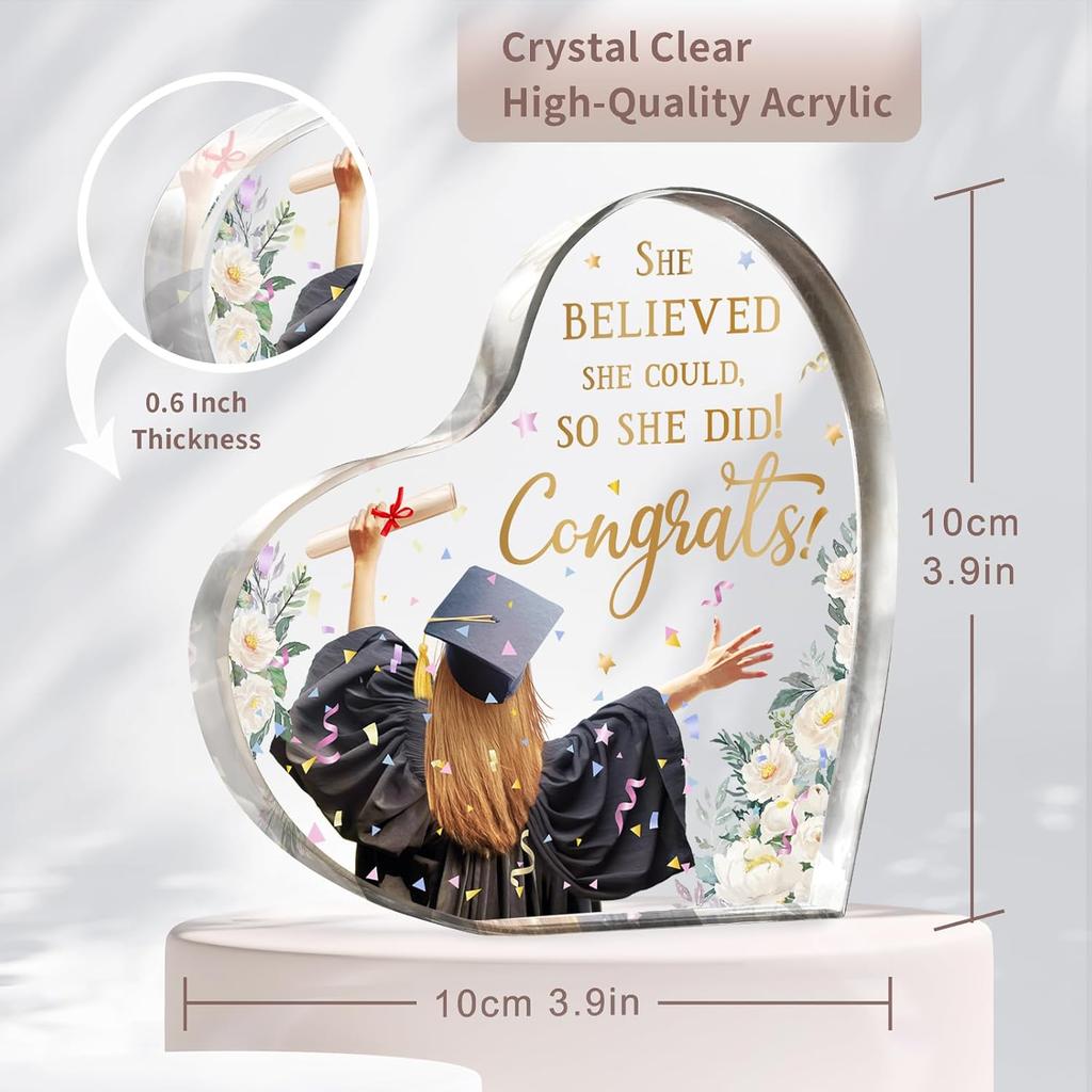 Graduation Gifts for Her, Unique Graduation Gifts for Graduate, University Graduation Gifts for Daughter, Student, Friends - pirational Heart Shape