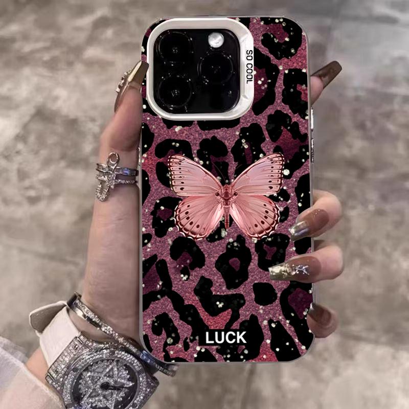 Luxury Butterfly Leopard Print Electroplate Phone Case For Xiaomi Redmi Note 14 13 12 11 10 Pro Plus 12S 11S Redmi 14C 13 Cover