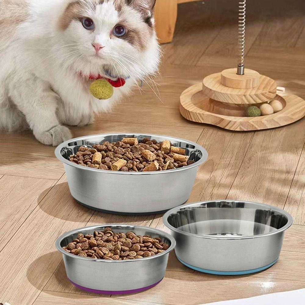 Нескользящая силиконовая основа Кормушки для домашних животных Миска для собак из нержавеющей стали Практичные миски для собак Щенок