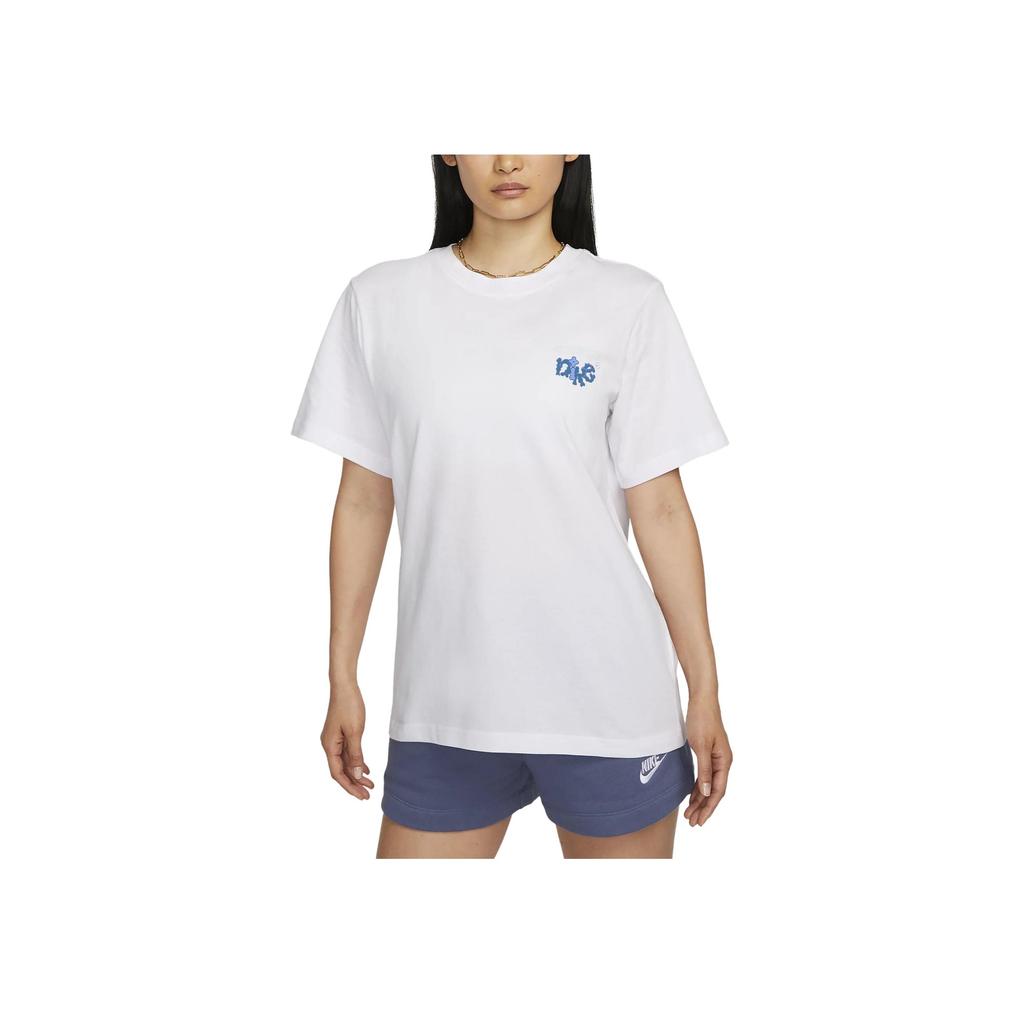 Nike Alphabet Print Loose Round Neck Short Sleeve T-Shirt Women Tops White FD2550-100