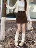 Plus Size Retro Woolen Bodycon A-Line Skirt - High Waist, Anti-Exposure, Versatile, for Autumn/Winter