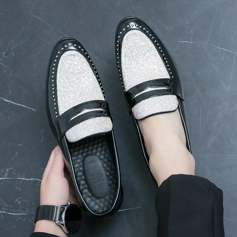 Весенние мужские туфли-лоферы из качественной блестящей кожи с круглым носком, модные тенденции, модельные туфли-лоферы для мужчин, вечерние туфли для ночного клуба