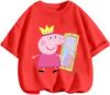 Trendy Casual Kids Crew Neck Tee Cute Cartoon Print Summer Street Fashion Shirt Peppa Pig Boys Girls 3 14
