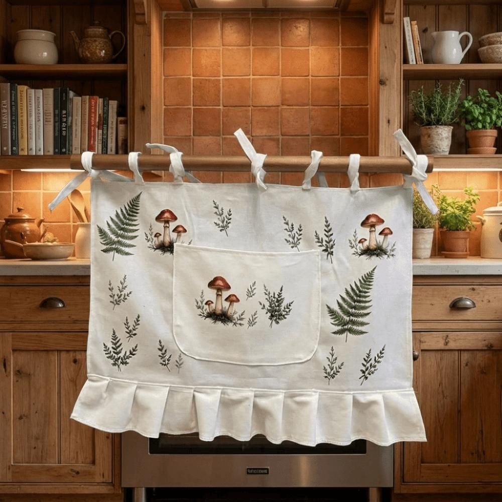 with Pockets Oven Skirt Rustic Kitchen Cabinet Curtains Kitchen Decor
