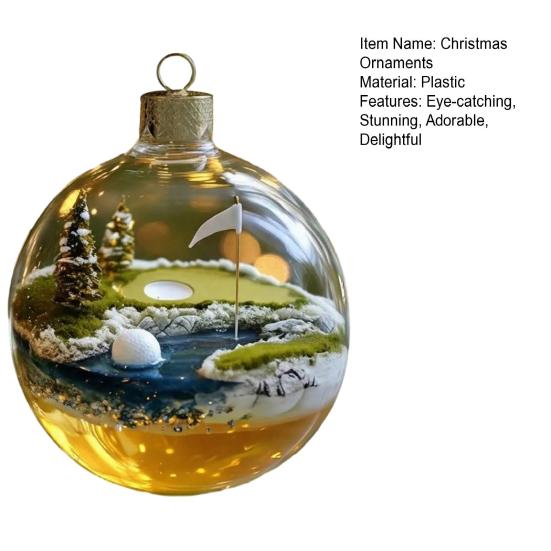 Спортивный мяч Рождественские украшения 3D Украшение Снежный шар со спортивными микросценками Прозрачный пластиковый подвесной шар для рождественской елки Домашний декор