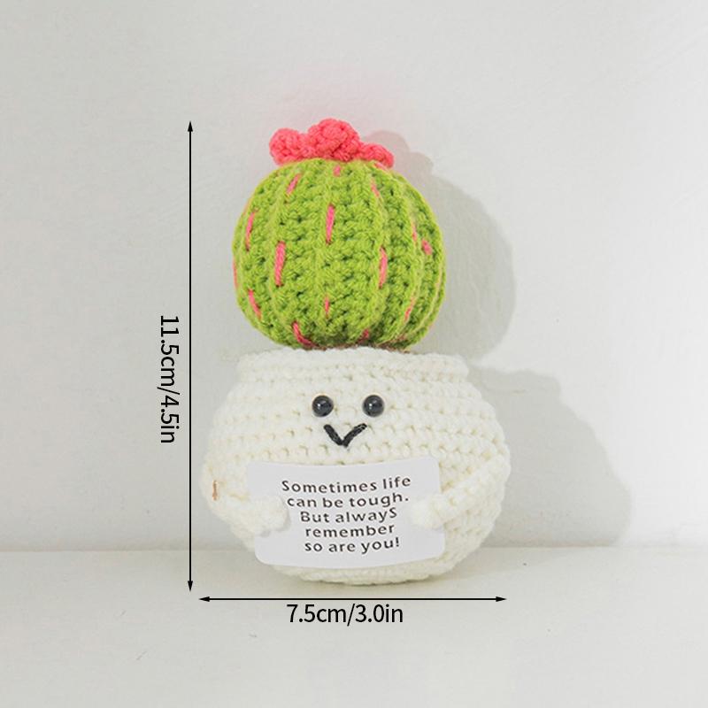 Handmade Crochet Miniature Potted Ornaments Positive Energy Card Wovening Emotional Support Plants Ornament Car Decorations