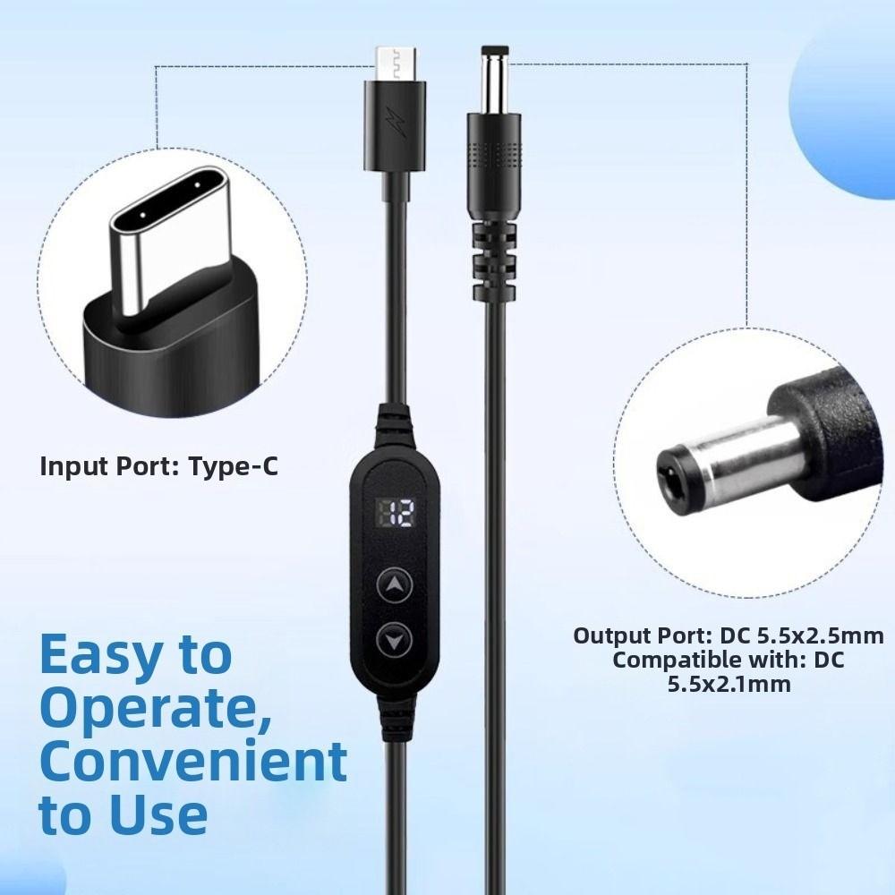 5V to 12V USB-C to DC Converter Adjustable Voltage Charging Cord New Boost Converter Cable