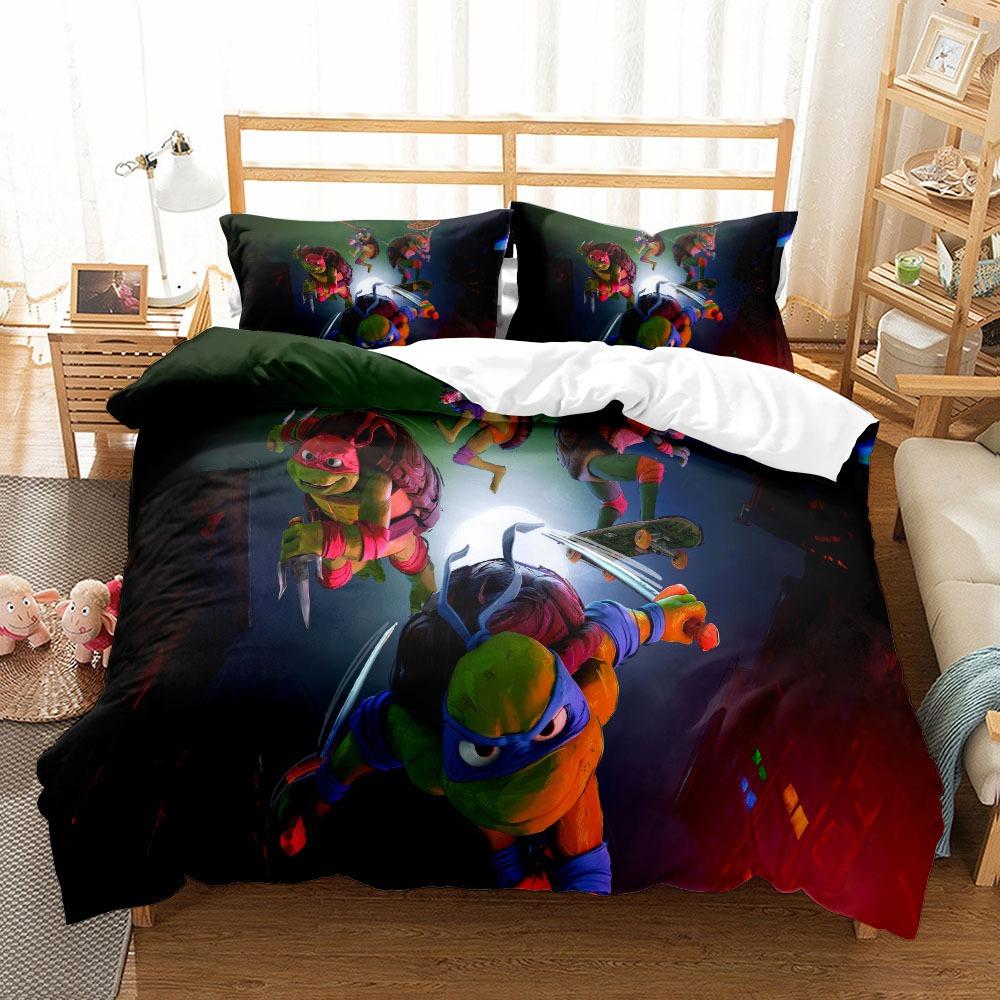 Exquisite 3D Printing Cartoon Turtles  Wallpaper Anime Digital Printing Bedding Set Duvet Cover Comforter Bed Girl Boys Gift