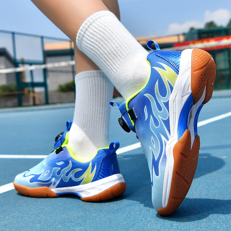 Fiberhome Children'S Badminton Shoes Youth Lightweight Breathable Shock Absorption Rotating Button Table Tennis Shoes