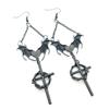 Goth Thorns Cross Drop Earrings Vintage Goth Gothic Silver Colour Big Cross Dangle Drop Earrings Goth Egirl Accessories Jewelry