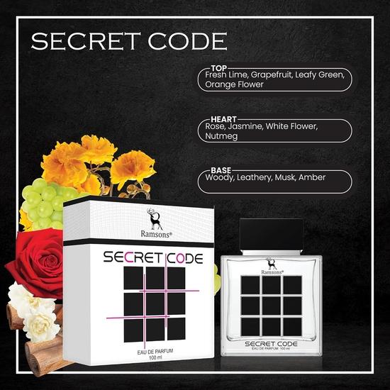 Черемша - SECRET CODE Eau De Parfum | 100 мл | Духи для мужчин | TN - Свежий лайм, грейпфрут, листовая зелень | MN - Роза, жасмин | BN - Древесный, кожаный