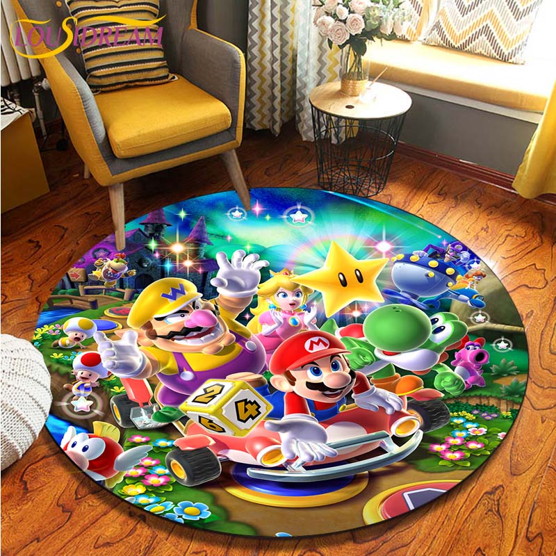 Круглые коврики с героями мультфильмов «Братья Марио», коврик для гостиной, декор комнаты, домашние коврики, игровой коврик, детский милый ковер, ковры в стиле аниме