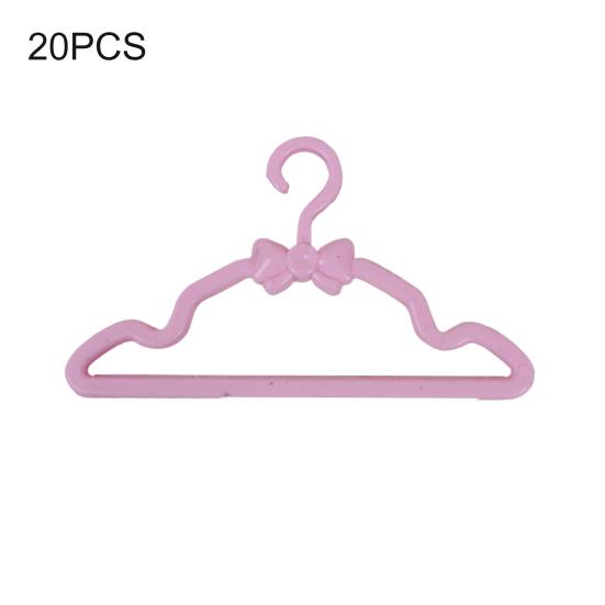 20 Pcs Dollhouse Hangers Reusable Multifunctional Plastic Pink Miniature Clothes Rack for Doll