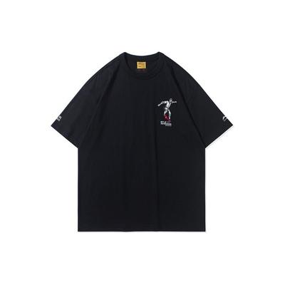 Футболка Li Ning Talent Inquiry Military Fabric Skateboard Series свободного кроя с круглым вырезом и коротким рукавом для мужчин, черные топы AHSR613-1