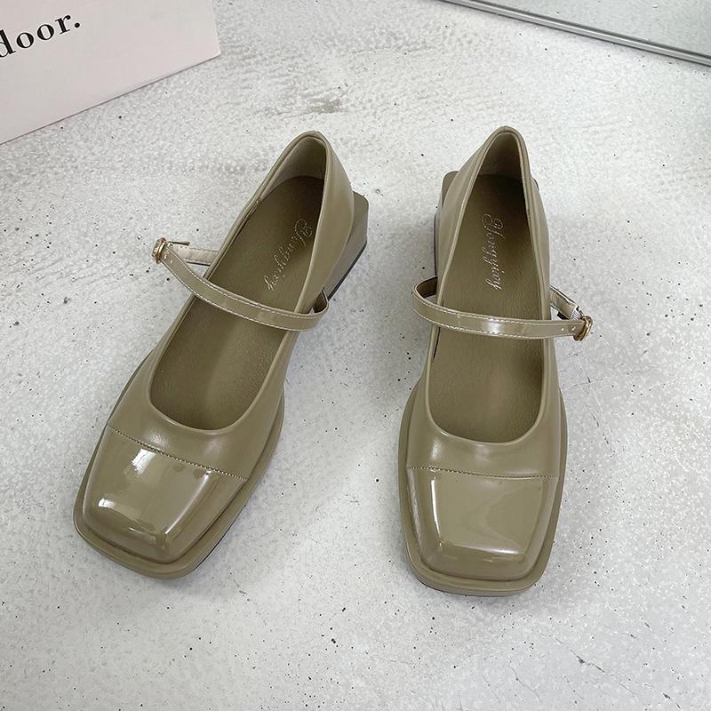 Туфли Мэри Джейн. Женские весенне-летние нишевые туфли с темпераментом на одинарной платформе. Туфли на толстом каблуке в стиле ретро. Французский квадратный носок. Маленькие кожаные туфли на низком каблуке.