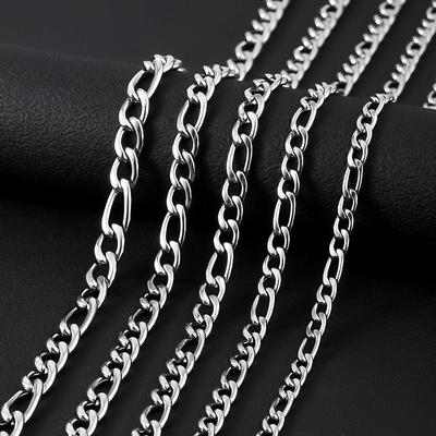 Серебряная цепочка Figaro из нержавеющей стали для мужчин и женщин, аксессуар-цепочка