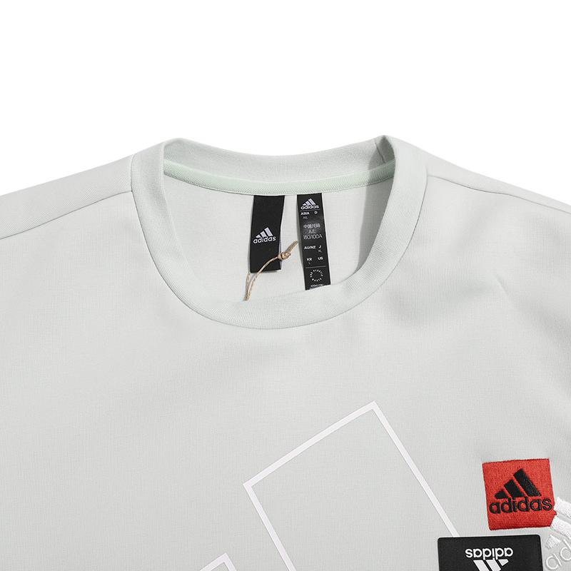 Adidas Простая буква большой логотип печать спортивная повседневная круглая горловина толстовка мужская льняная-зеленая HP1434