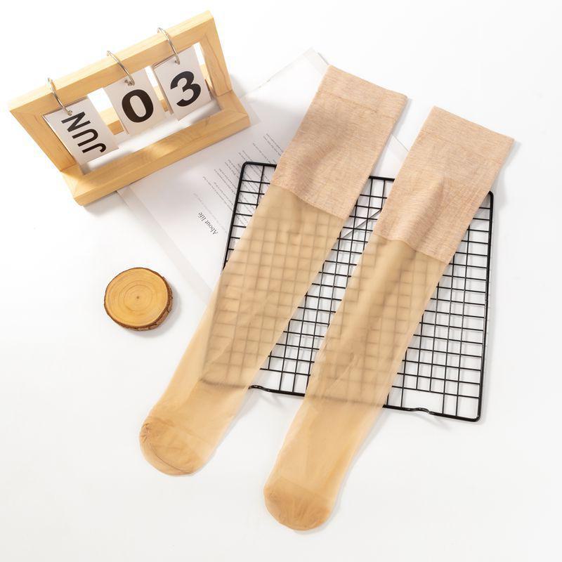 Женские нескользящие шелковые чулки выше колена для холодных ног