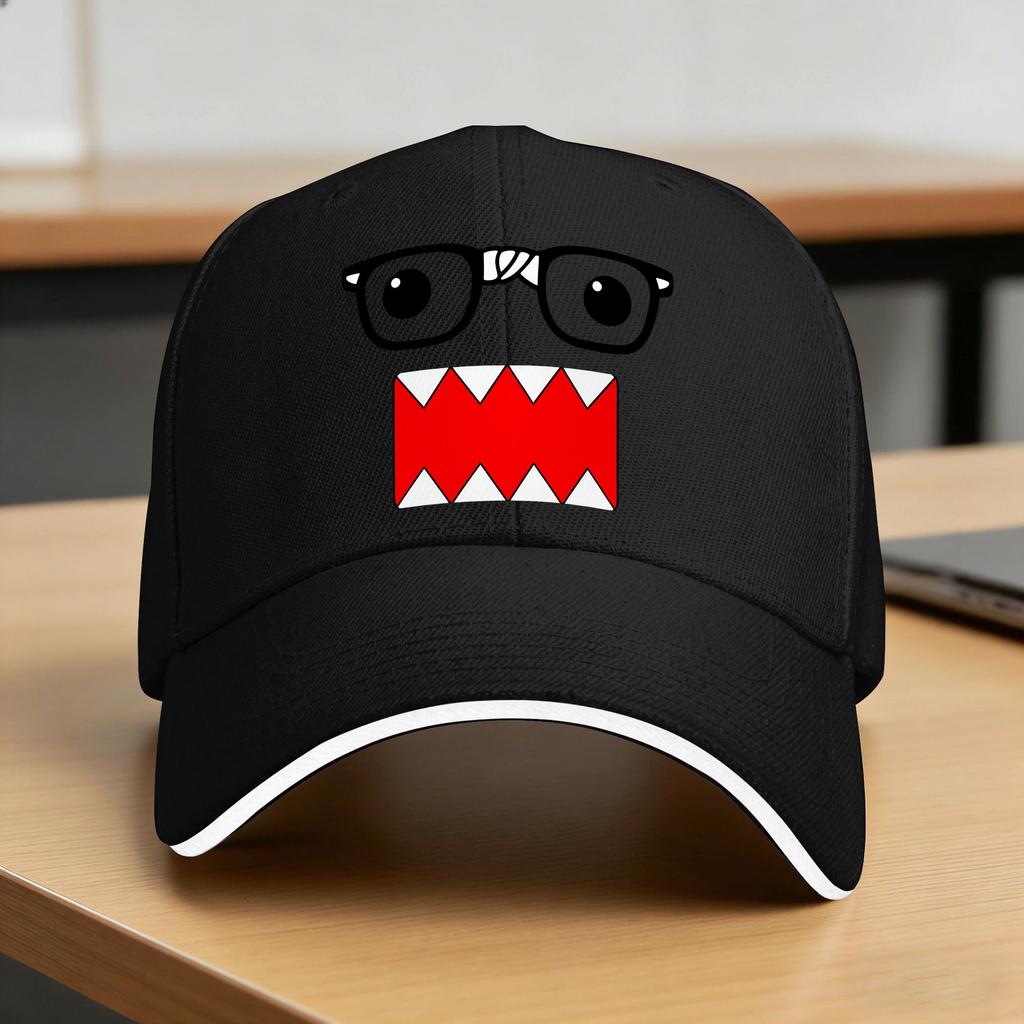 Кепка-бейсболка Domo Nerd с очками Повседневная мужская женская Тракерная кепка Защита от солнца Индивидуальный логотип Kpop Рок Snapback Кепка Идея для подарка