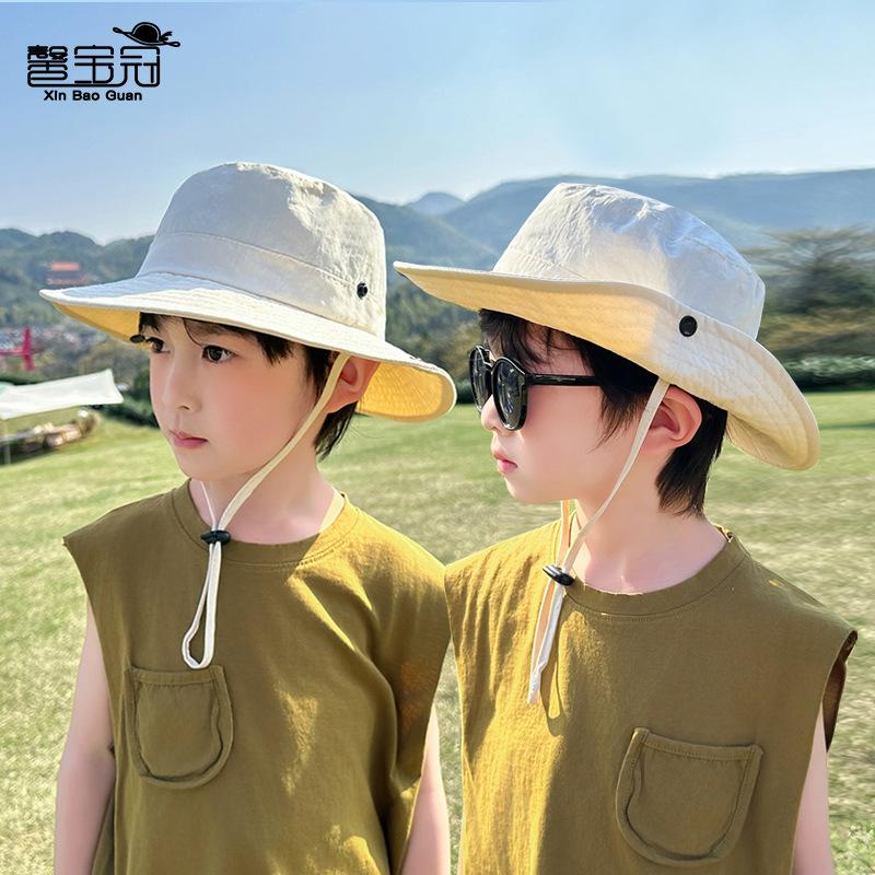 Children's hats summer boys and girls outdoor sunscreen hats quick-drying waterproof breathable sun hat large brim bucket hat
