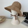 Foldable Bow Fisherman Hat Wide Brim Sunshade Bucket Hat Summer Lace-up Sun Hat