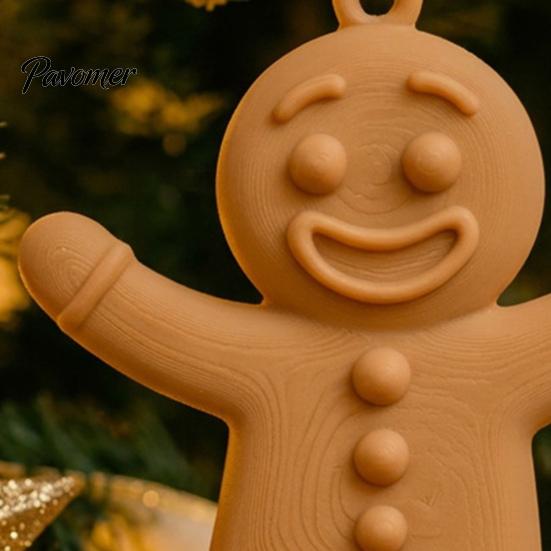 Festive Home Accents 3D Printed Christmas Gingerbread Man Hanging Ornament, Tree Fireplace Decor Pendant, Decoration for Holiday Party Supplies Small
