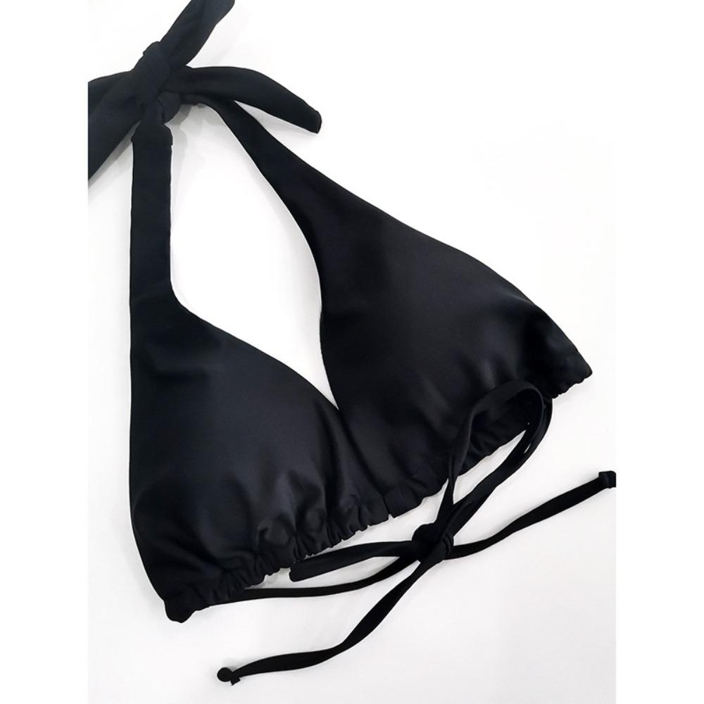 Strap-on Bikini Euro-American Sexy Solid Color Swimsuit Beach Vacation Bikini