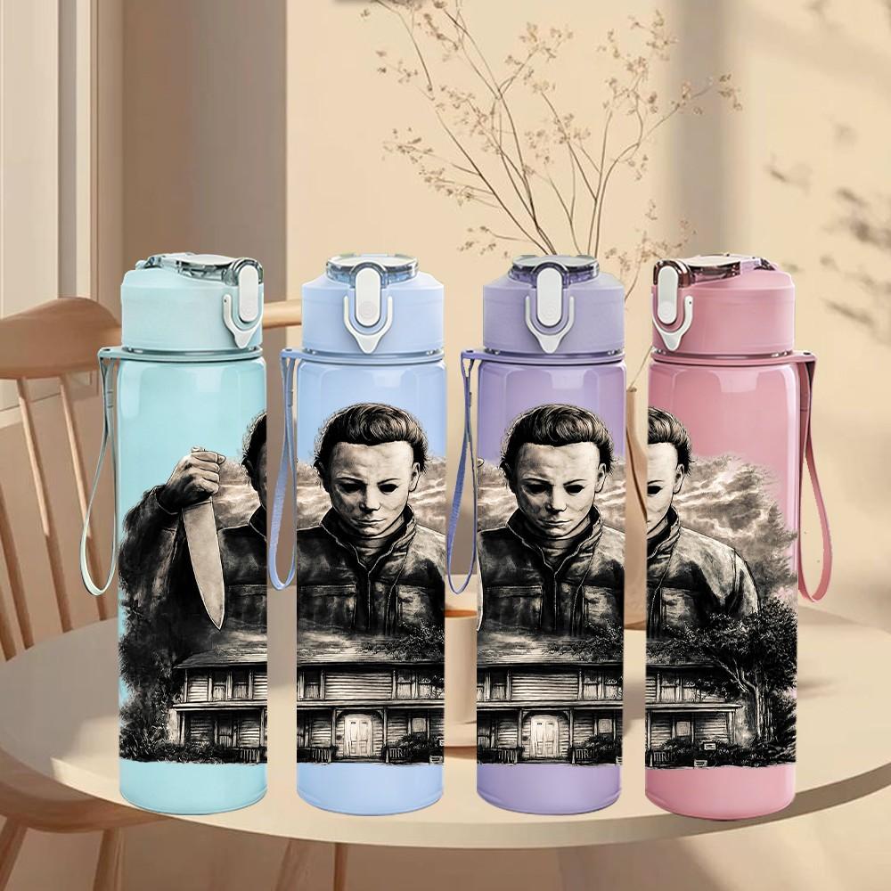1PC Vintage Old Gentleman Portrait Art 750ml Color Plastic Sports Water Bottle Leakproof Flip Straw Lid Suitable for Sports Office Home Use