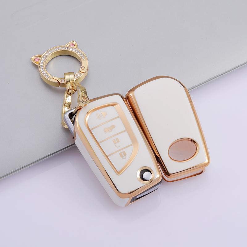 TPU Car Key Case for Toyota Corolla 2020 for Toyota Camry 70 Prius C-HR Clicker Carwalaa Key Cover Holder 4 Button Key Case