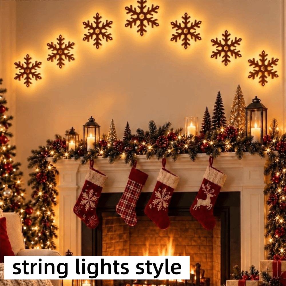 Wood LED Christmas Decorations Self Adhesive Festive Light Decorations Holiday Wall Decor