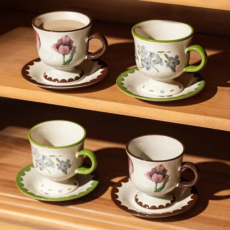 Изысканный тюльпан керамическая кофейная чашка набор тарелок легкий роскошный ресторан послеобеденный чай кофейные чашки элитный офис досуг вода чашка