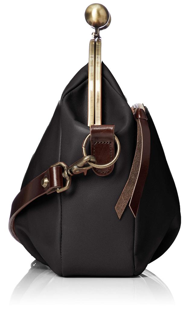 Genuine Leather Shoulder Bag Shoulder Clasp Cowhide Made In Japan Black [Laissez-faire] Q's Women's