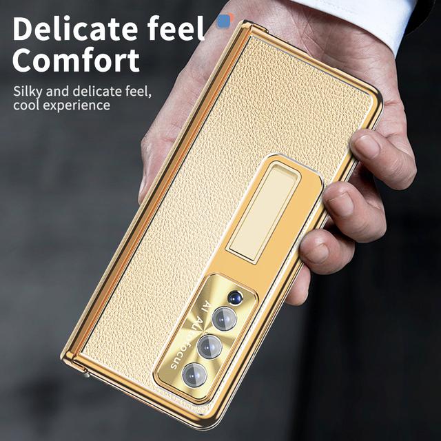 Non -Slip Full Coverage Glass Film Cover Case For Samsung Galaxy Z Fold 4 Fold4 Fold3 5g Fold 3 S Pen Holder Leather Phone Bag