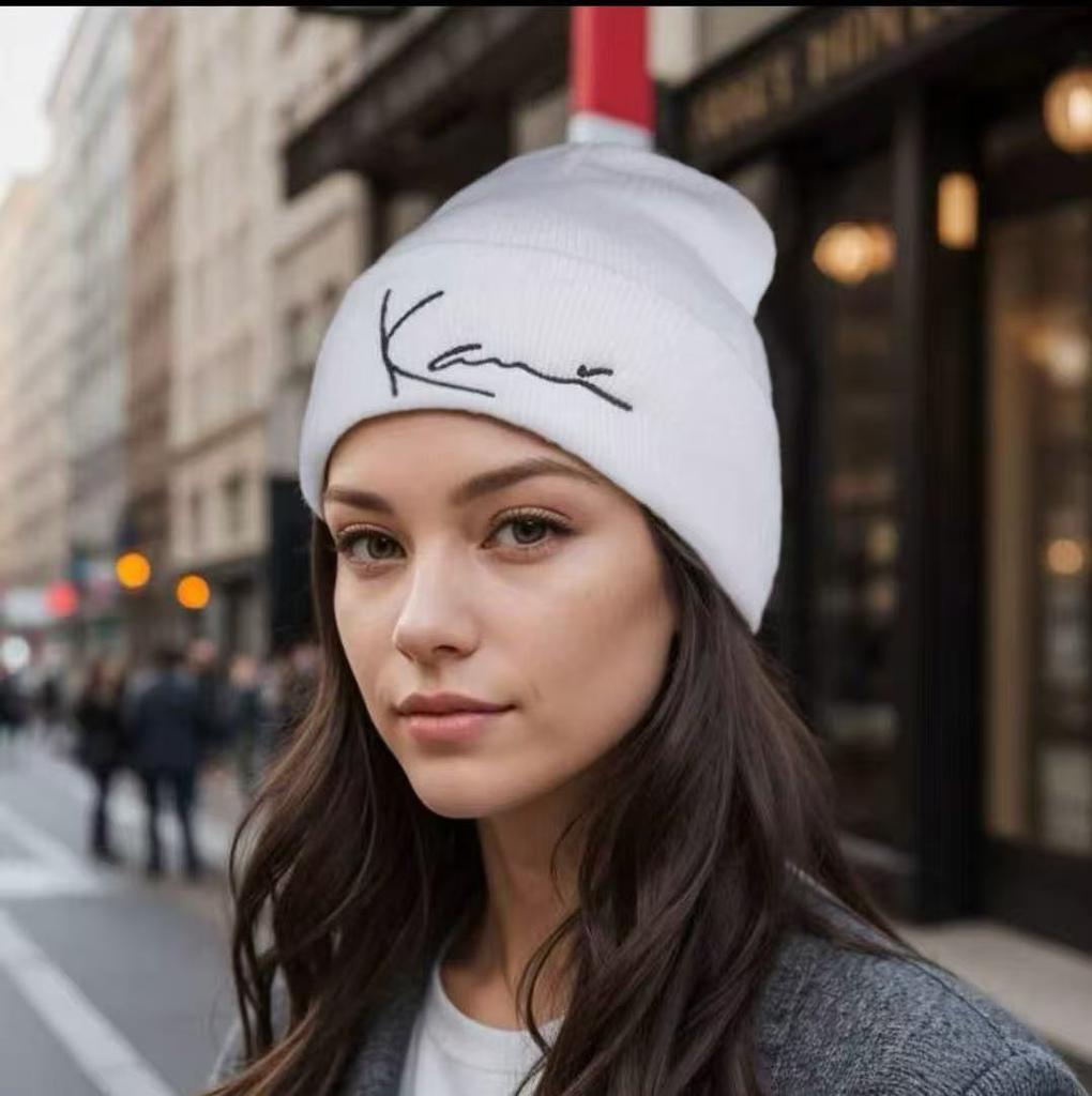 Вязаная шапка с вышивкой ретро-надписи Karl Kani для мужчин и женщин, акриловая двухслойная теплая вязаная шапка-капюшон для осени/зимы,
