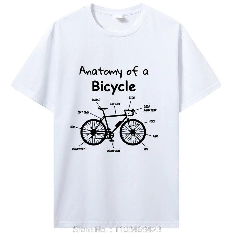 Анатомия велосипеда, велосипедная цепь, велосипедные футболки для катания на горных велосипедах, уличная одежда с графическим рисунком, подарки на день рождения, хлопковая футболка