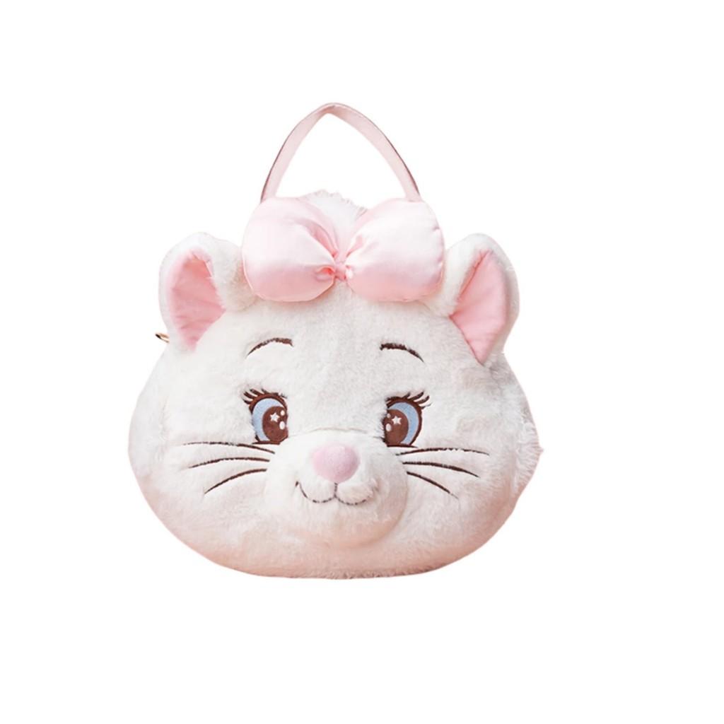 Cute White The Aristocats Cartoon Large Capacity Plush Backpack For Daily Use