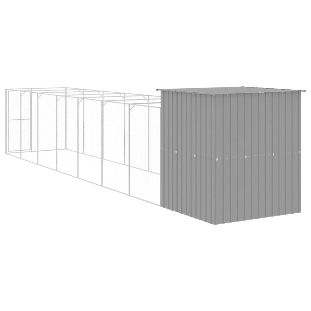 Dog House with Run Light Grey 165 x 863 x 181 cm Galvanized Steel
