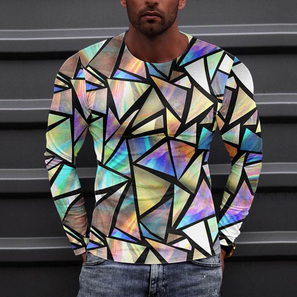 Муж. Футболка Круглый вырез Одежда Одежда На открытом воздухе Длинный рукав С принтом Модельер Винтаж