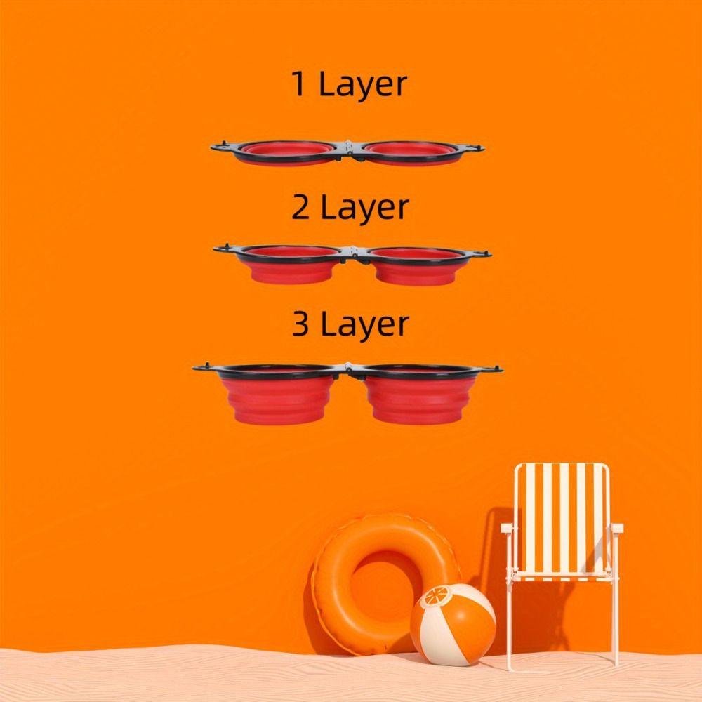 Портативная складная двойная миска для домашних животных, расширяемая миска для кормления, двойная миска для корма для собак и кошек