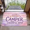 1pc CAMPER RV Welcome Doormat - Heavy-Duty Flannel-Like RV Camper Van Mat with Camper Van & Trees Design, "Welcome to Our