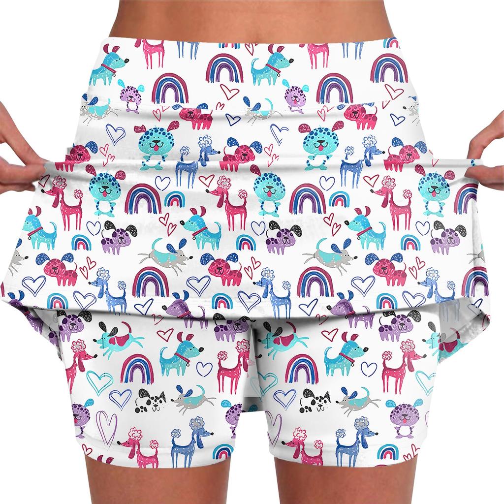 Elastic Yoga Culottes For Women Print Athletic Shorts Lightweight High Waist Skinny Solid Joggers