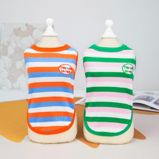 Жилет для домашних животных, удобная милая пижама, полосатая футболка, жилет для кошек и собак для повседневного ношения