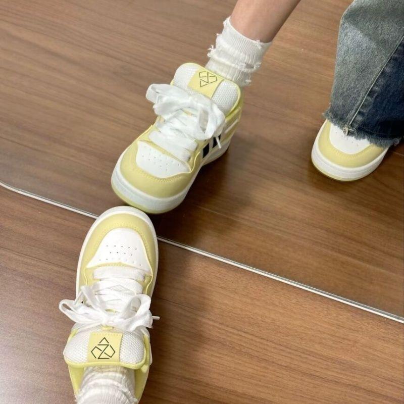 Светло-желтая цветовая гамма, кантри ниша, хлебные туфли женские, осень, новая студенческая универсальная повседневная женская обувь на платформе