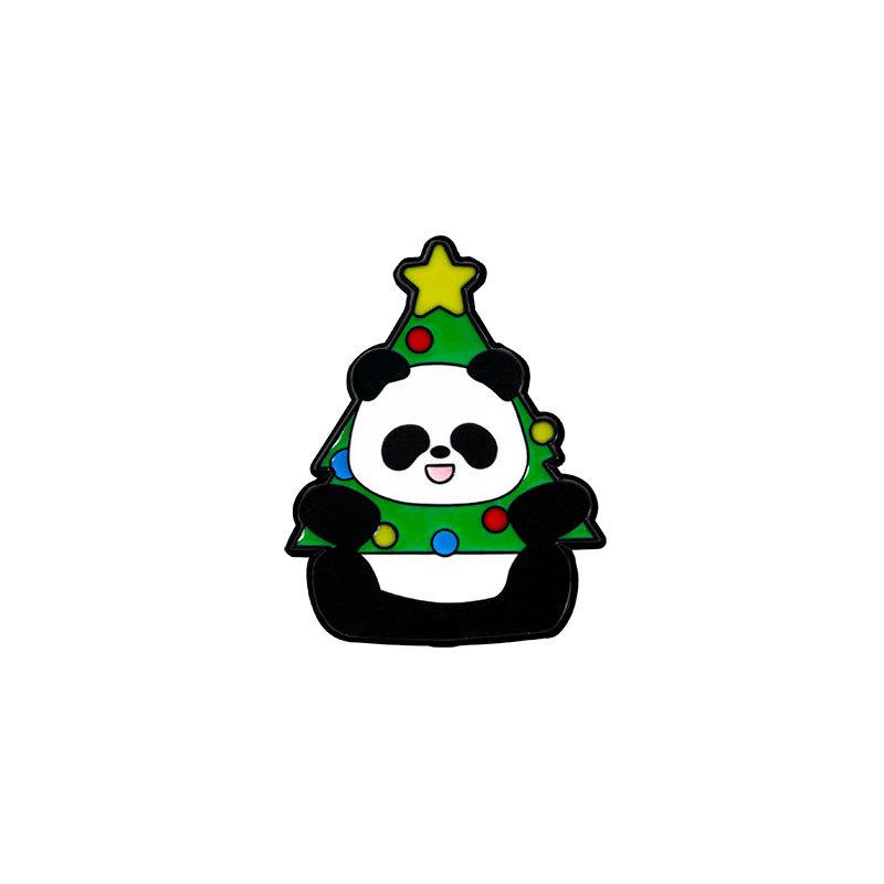 Christmas panda brooch, cute animals, Christmas tree, holiday gift box metal badge, back packaging accessories