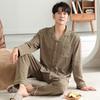 Pajamas Men'S Spring And Autumn Cotton Long Sleeve Cardigan Autumn Cotton Wear Loungewear Set